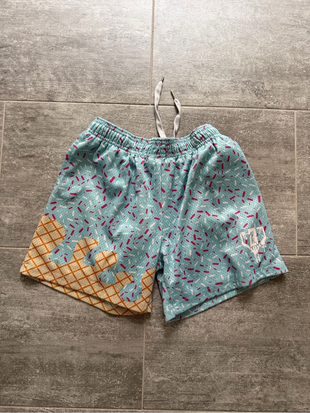 Baseball 101 - light blue ice cream shorts, youth large